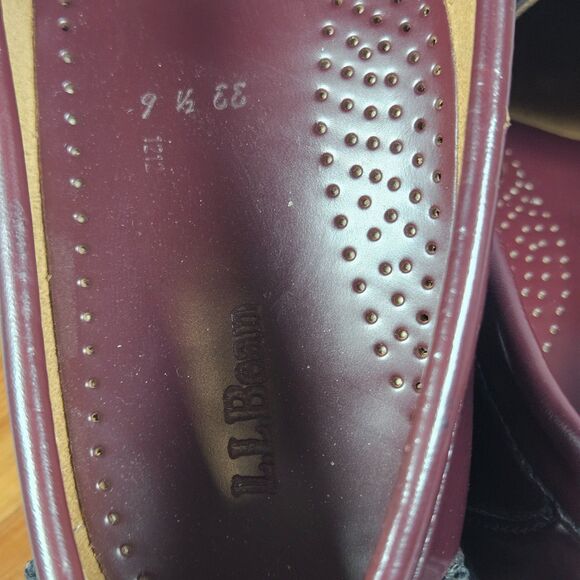 LL Bean Cordovan Penny Loafers Beef Roll Burgundy Oxblood Leather Men’s 9.5 EE